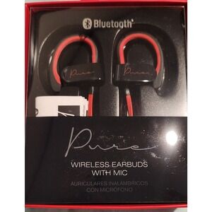 Pure Wireless Earbuds With Mic‎ Bluetooth Red Black Built In Microphone